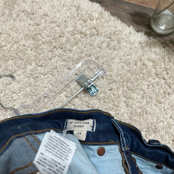 Madewell Size 26 Raw Hem Button Fly Distressed 10" High Rise Skinny Jeans - Picture 7 of 8